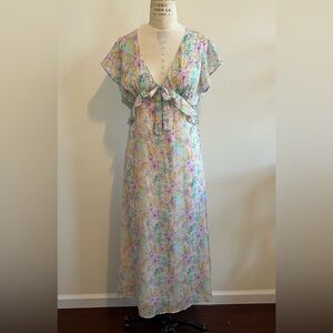 LoveShackFancy Pastel Floral Midi Dress